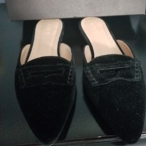 J Crew black suede mules